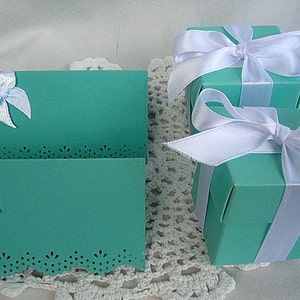 Personalized Favor Box w Custom tags Wedding Favor Boxes Turquoise Pink Gold Silver Navy Thank you Favors Quinceanera Bridal Shower Wedding image 5