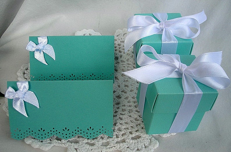 Personalized Favor Box w Custom tags Wedding Favor Boxes Turquoise Pink Gold Silver Navy Thank you Favors Quinceanera Bridal Shower Wedding image 5