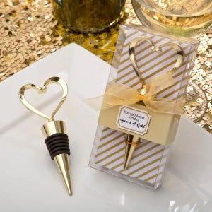 Gold Heart Wine Bottle Stopper Wedding Favors Custom Wine Bottle Favors Personalized Wine Bottle Stoppers Custom Wine Wedding Favors