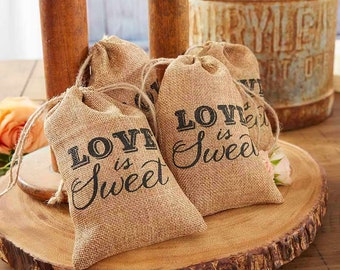 Wedding Favor Bags Burlap Primitive Rustic Favor bags Eat drink be married Vintage Rustic Love is Sweet Favors Thank You Favor bag Burlap