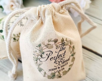 Personalized Wedding Favor Bags custom wedding favor bags cotton muslin The Perfect blend coffee favor bags thank you favor bags