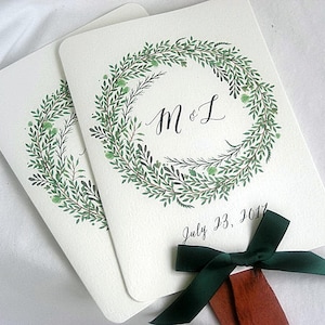 Personalized Wedding Fans Rustic Wedding Fans Greenery Leaves Rustic Botanical Wreath Paper Fan Custom Wedding Programs Fans Fully Assembled