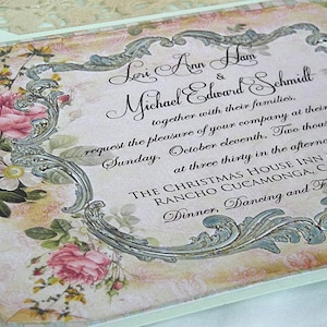 Vintage Wedding Invitation Mint Green Blush Pink Wedding Invitation Ivory Lace Wedding Invitation Rustic Wedding Invitation Birthday Invite