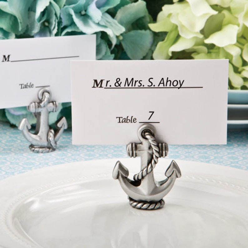 Anchor Place Card Holder Silver Anchor Nautical Wedding Favors Etsy
