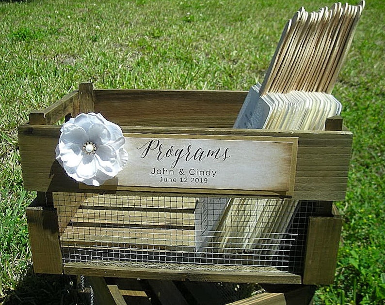 Wedding Program Box Vintage Rustic Wood Crate Custom Fan Box Etsy