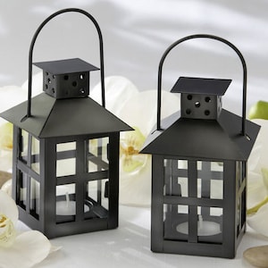 Mini Table Lanterns Wedding Candle Holders Black White Wedding Lantern Favors Black Mini Lantern Favors Wedding Decor White Table Lantern