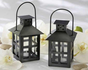 Mini Table Lanterns Wedding Candle Holders Black White Wedding Lantern Favors Black Mini Lantern Favors Wedding Decor White Table Lantern