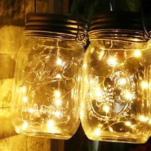 Fairy Light Jars Mason Jar Lights Wedding Lights Rustic Lantern Firelfly Lights Vintage Hanging LIghts Hanging Party Deocration String Light image 1