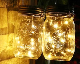 Fairy Light Jars Mason Jar Lights Wedding Lights Rustic Lantern Firelfly Lights Vintage Hanging LIghts Hanging Party Deocration String Light