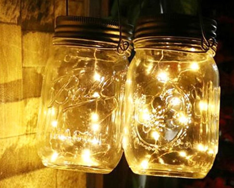 Fairy Light Jars Mason Jar Lights Wedding Lights Rustic Lantern Firelfly Lights Vintage Hanging LIghts Hanging Party Deocration String Light image 1