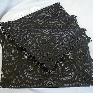 Doily Lace Envelope Wedding Lingerie Shower Invitation Envelope Black Lace Envelope White Vintage Lace Custom Birthday Lace Envelope
