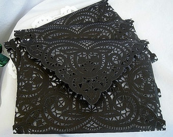 Lace Envelope Wedding Lingerie Shower Invitation Envelope Black Lace doily Envelope White/Black Vintage Lace Custom Birthday Lace Envelope