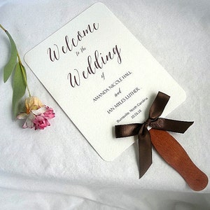 Custom Wedding Fans Ivory Rustic Wedding Program Fans Personalized Wedding Fans Wedding Program Fan Printed & Assembled Fans