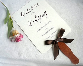 Custom Wedding Fans Ivory Rustic Wedding Program Fans Personalized Wedding Fans Wedding Program Fan Printed & Assembled Fans