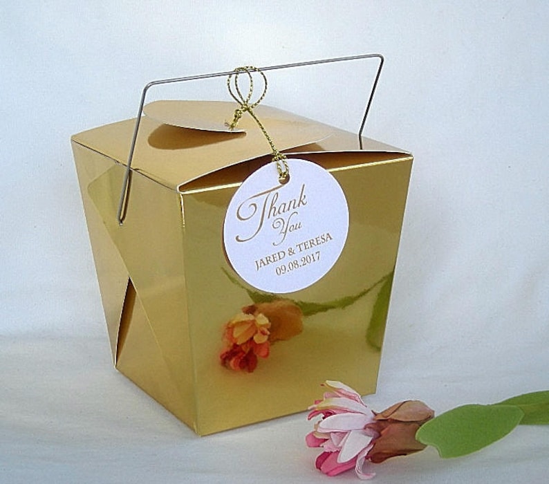 Chinese Takeout Box Personalized Wedding Favor Boxes Gold Etsy
