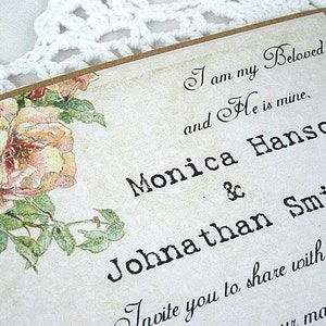 Rustic Wedding Invitation Kraft Lace Wedding Invitation Printed Wedding Invitation Shabby Chic Wedding Invite Vintage Lace Wedding Invite image 2