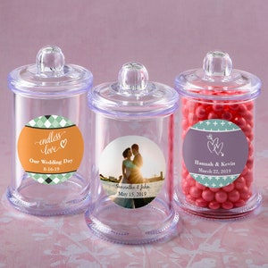 Wedding Favor Jar Candy Favor Jar Personalized Custom Favor Jars Candy Coffee Favors w Custom Labels Personalized Stickers Custom Favor Jars