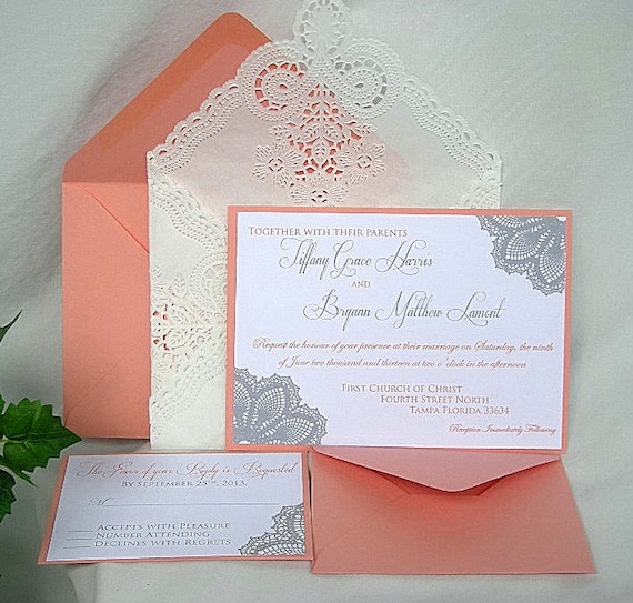 Peach And White Wedding Invitations 10