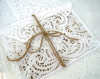 Doily Lace Envelope Lace Wedding Invitation Paper Lace Envelope Custom Wedding Envelope Vintage Lace Wedding Invitation Rustic Lace invite