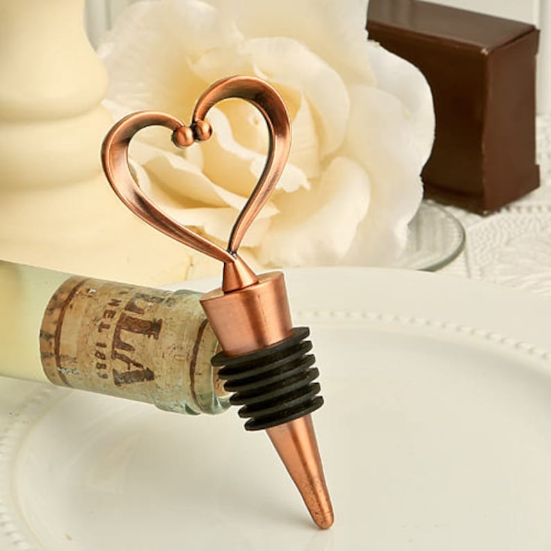 Heart Bottle Stopper Favors Gold Heart Wine Bottle Stoppers Etsy