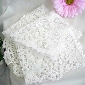 Doily Envelope Wedding Invitations Vintage Handmade, A2 White, Invitation Liner, Tea, Shabby Chic, White Ivory Doily Envelope Rose Lace