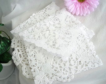 Doily Envelope Wedding Invitations Vintage Handmade, A2 White, Invitation Liner, Tea, Shabby Chic, White Ivory Doily Envelope Rose Lace