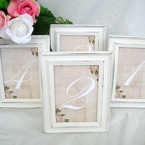 TischNummer Karte Rahmen Hochzeit Whitewash Holz Rahmen Hochzeit Tischkarten rustikale Tischnummern Vintage Tischkarten Shabby Chic Tischrahmen