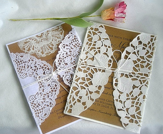 Wedding invitation lace clearance wrap