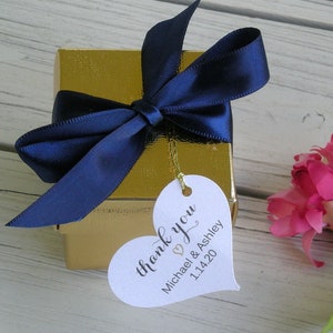 Gold Favor Boxes Gold Wedding Favor Boxes Cheap Wedding Favors Custom Wedding Favor Box w Personalized Tag Silver Gold Wedding Shower Favors image 1