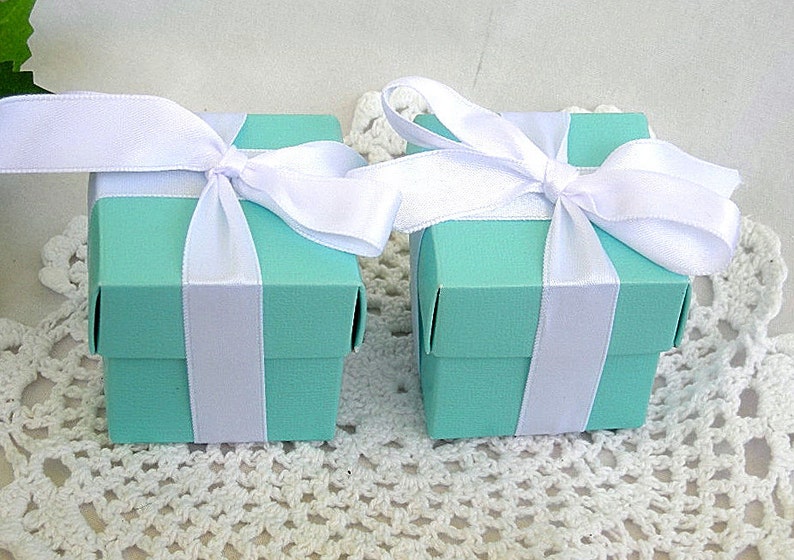 Personalized Favor Box w Custom tags Wedding Favor Boxes Turquoise Pink Gold Silver Navy Thank you Favors Quinceanera Bridal Shower Wedding image 3