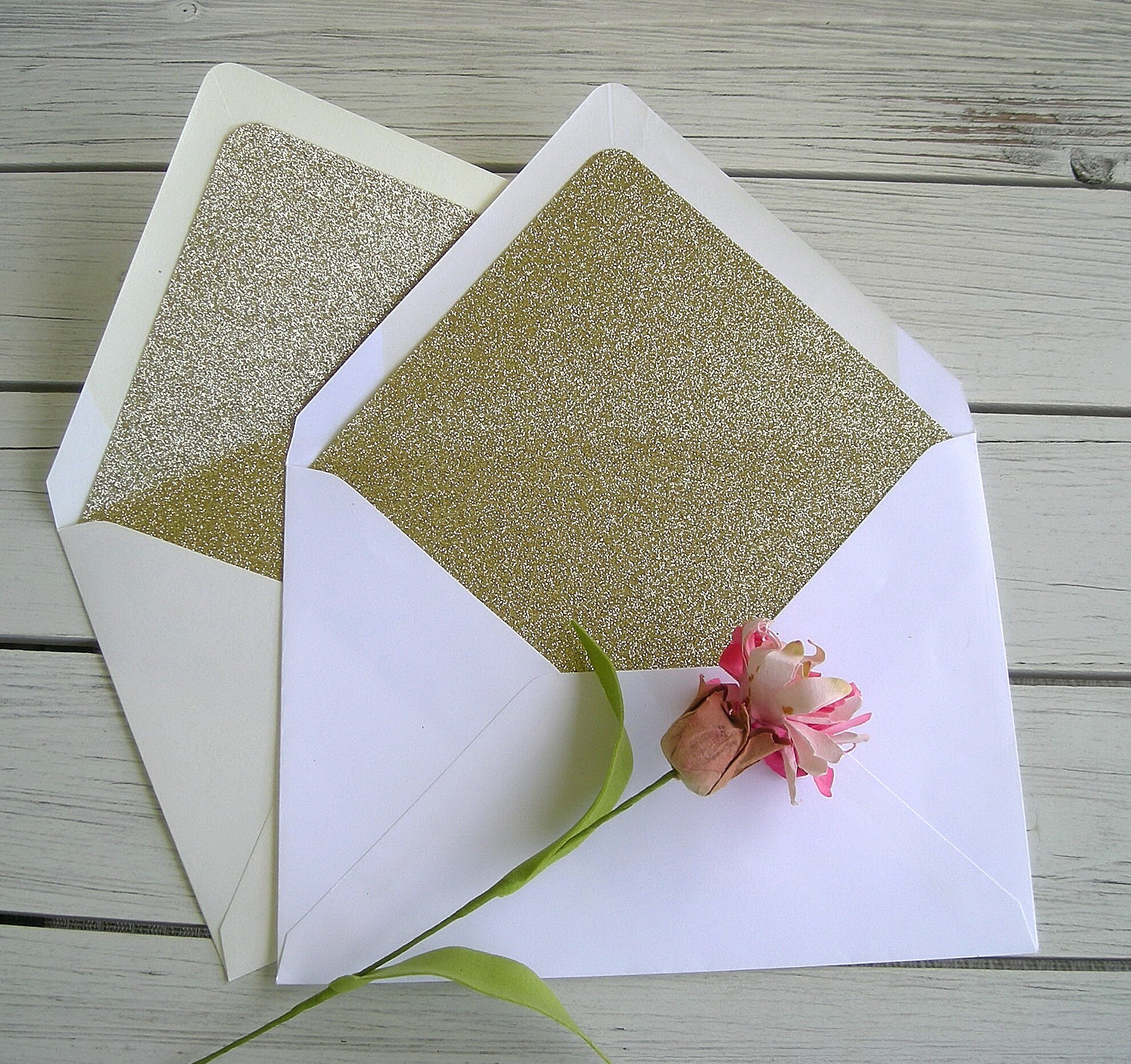 Gold Glitter Envelopes Ivory Glitter Lined Wedding Invitation Etsy