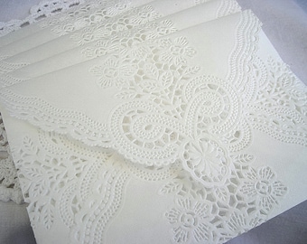 Lace Envelopes Doily Lace Envelopes Custom Wedding Envelopes Lace Wedding Envelopes Lace Wedding Invitation Paper Lace Envelopes Off White