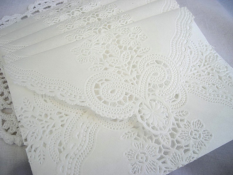 Doily Lace Envelopes Wedding Lace Envelope Custom Wedding Envelopes Lace Wedding Envelopes White Lace Envelope Wedding Invitation Envelopes image 1