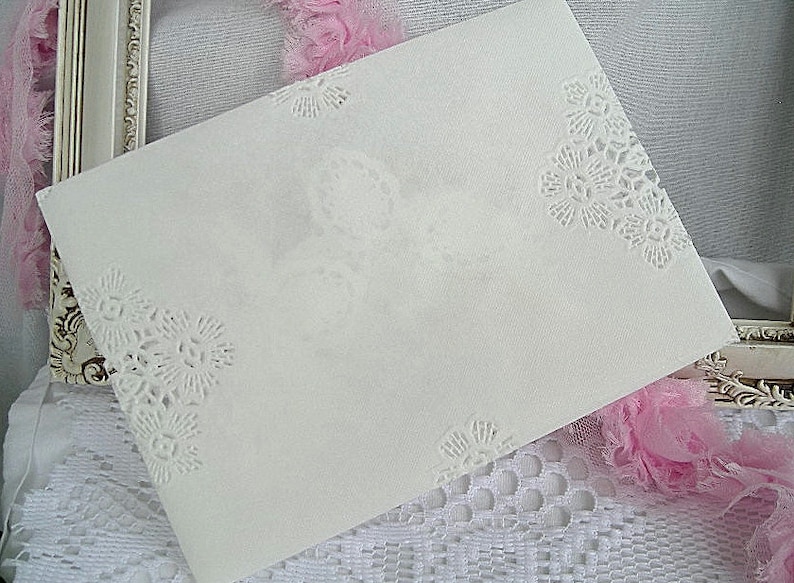 Doily Lace Envelopes Wedding Lace Envelope Custom Wedding Envelopes Lace Wedding Envelopes White Lace Envelope Wedding Invitation Envelopes image 5