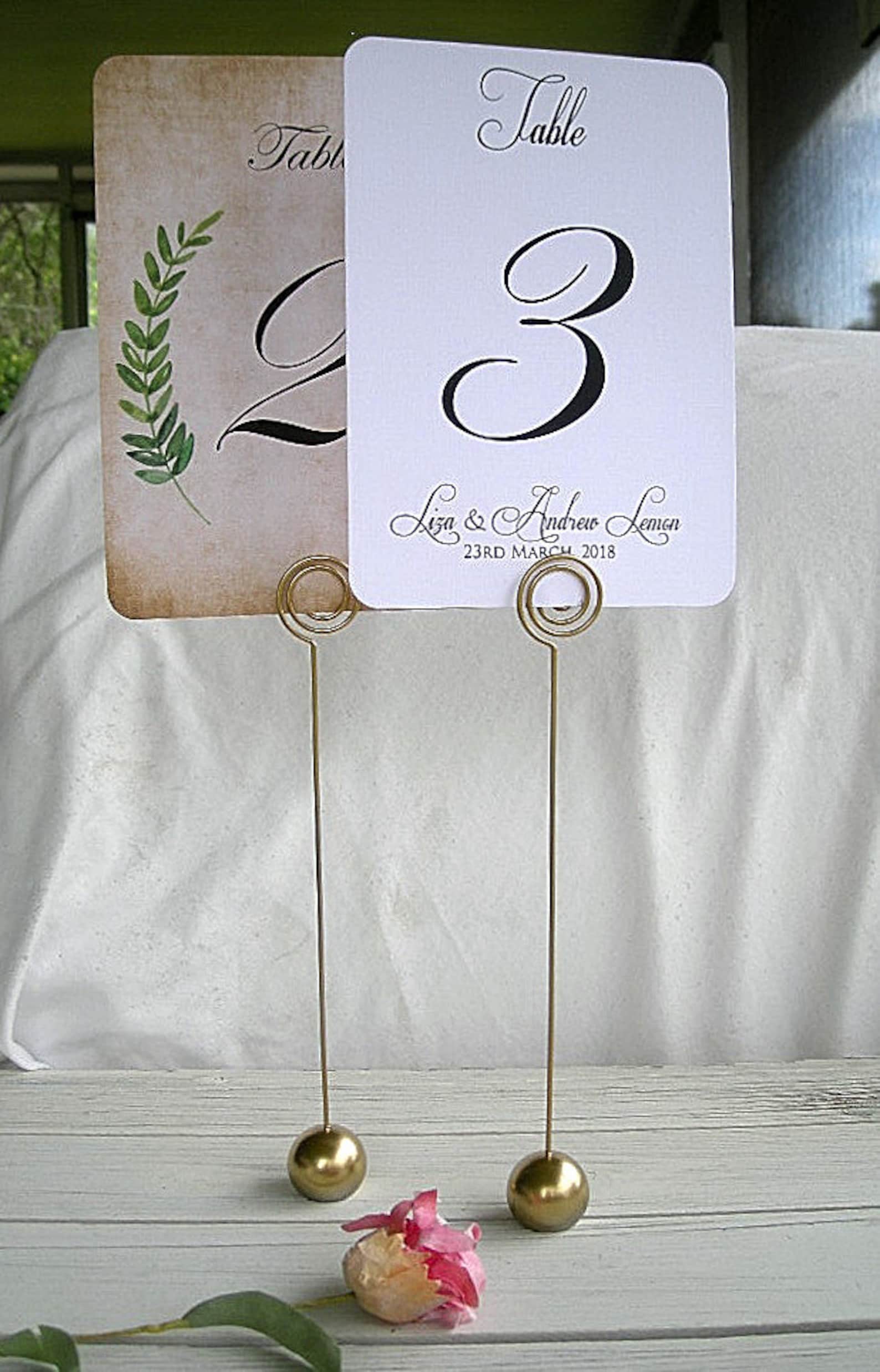 Table Number Holder Tall Table Card Holder Gold Wedding Table Etsy