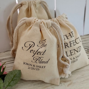The Perfect Blend Coffee Favor Bags Thank You Cotton Favor Bags Thank You Favors Tea Favor Bags Custom Personalized Custom Favor Bags