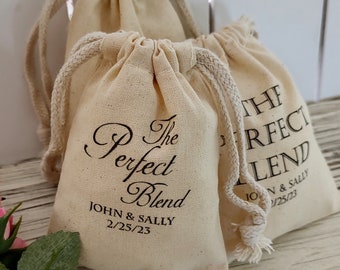 The Perfect Blend Coffee Favor Bags Thank You Cotton Favor Bags Thank You Favors Tea Favor Bags Custom Personalized Custom Favor Bags