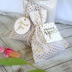 Personalized Wedding Favor Bags Personalized Wedding Favors Gold Dot Cotton Linen Favor Bags Custom Wedding Favor Bag Rustic Favor Bags