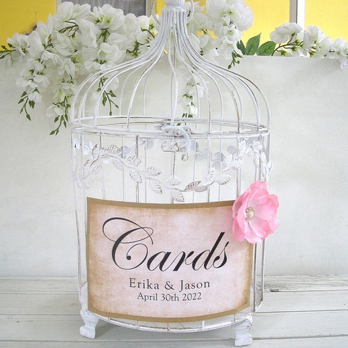 Birdcage Card Holder Shabby Chic White Wedding Card Box Rustic Etsy