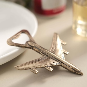 Airplane bottle opener gold plane wedding favor Personalized wedding favor Custom Gold Travel Favor Gold wedding favor gold plane favors