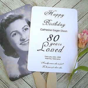 Birthday Photo Fan 50th 80th Adult Birthday Favors Personalized Birthday Fans Assembled Custom Party Favors for Adults Birthday Photo Favors
