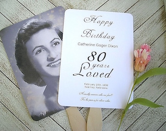 Birthday Photo Fan 50th 80th Adult Birthday Favors Personalized Birthday Fans Assembled Custom Party Favors for Adults Birthday Photo Favors