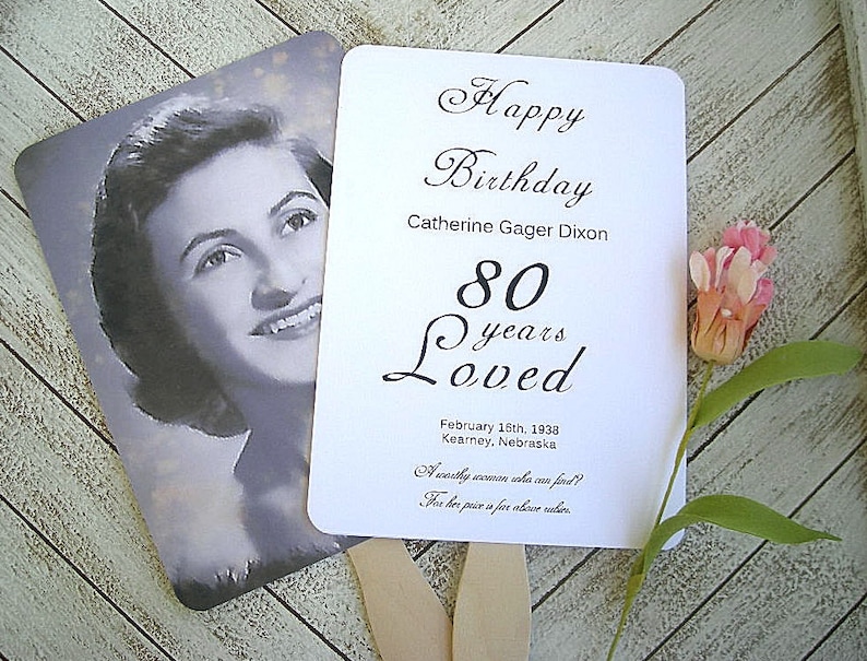 Birthday Photo Fans 80th 50th Birthday Fans Custom Photo Birthday Fans Assembled Printed Photo Fans Anniversary Wedding Custom Personalized