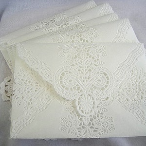 Doily Lace Envelopes Wedding Lace Envelope Custom Wedding Envelopes Lace Wedding Envelopes White Lace Envelope Wedding Invitation Envelopes image 2