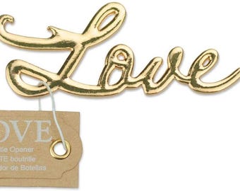 Gold Wedding favor Love Bottle Opener Gold Love Bottle Opener Wedding Favors Wine Wedding Favors Gold   Gold Wedding Bottle Opener favors