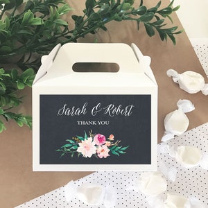 Wedding Favor Boxes Custom Gable Boxes Birthday Baby Shower Favors Small Gable Box White Kraft Rustic Favor Box w Personalized Label image 6