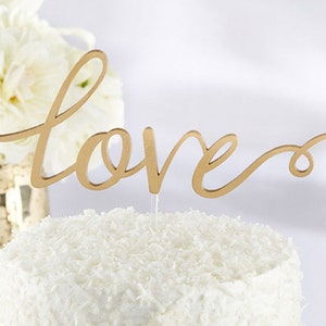 Love Cake Topper Wedding Cake Topper Gold Love Cake Topper Gold Script Love Wedding Cake Topper Gold Wedding Decor Silver Wedding Decor