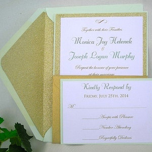 Mint and Gold Wedding Invitation Gold glitter n Mint Green Wedding Invitations Custom Wedding Invitation Gold Glitter Wedding Invitation Set