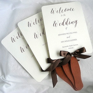 Custom Wedding Fans Ivory Rustic Printed Wedding Program Fan Personalized Wedding Fans Rustic Printed Wedding Fan Custom printed Program Fan