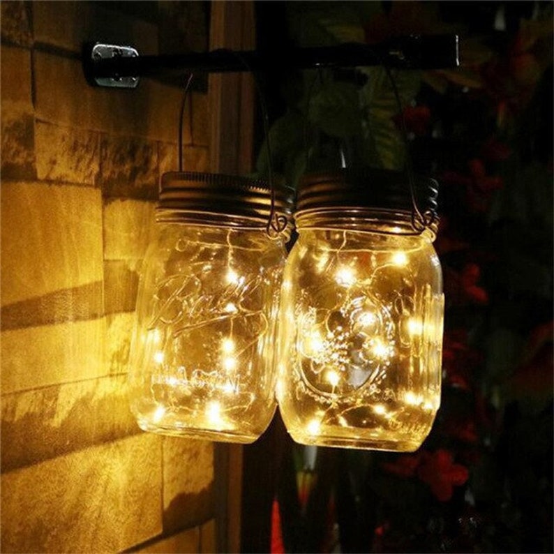 Fairy Light Jars Mason Jar Lights Wedding Lights Rustic Lantern Firelfly Lights Vintage Hanging LIghts Hanging Party Deocration String Light image 3